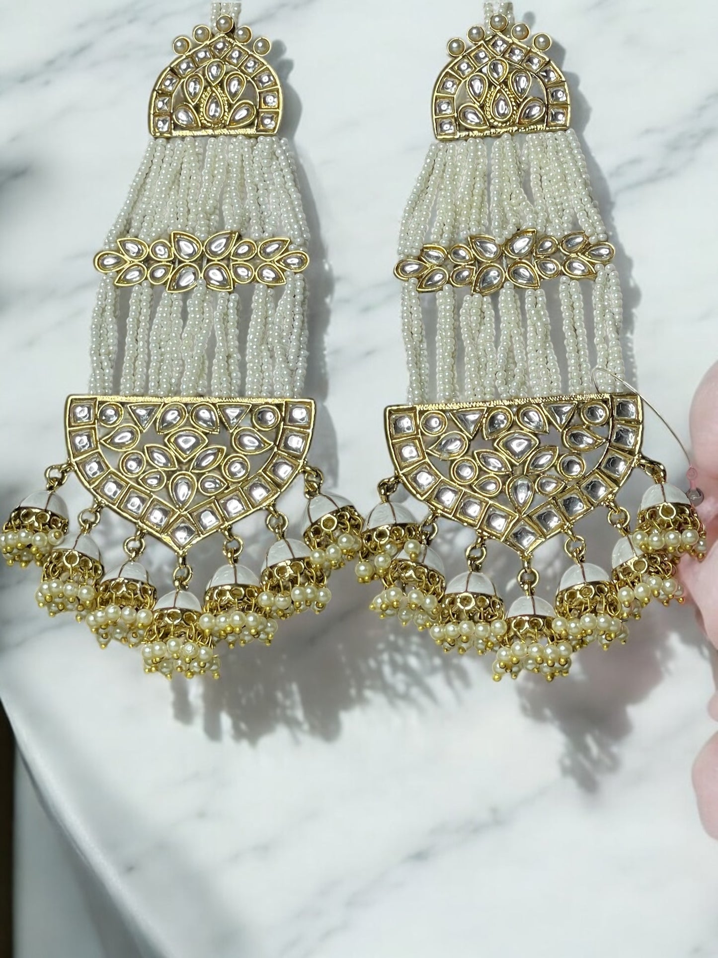 Royal Multi-Strand Pearl Jhumka Earrings