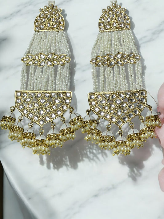 Royal Multi-Strand Pearl Jhumka Earrings