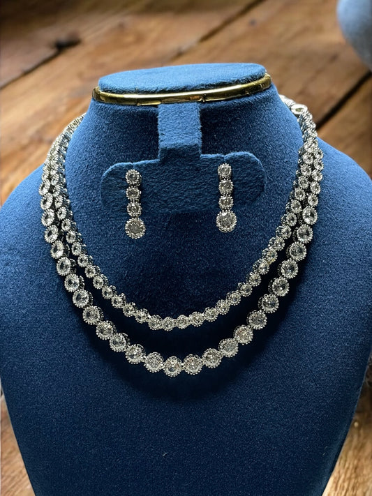 Classic Round-Cut Dual Layer Diamond Look Set