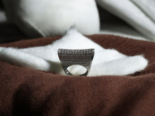 Silver-Plated Statement Curve Ring