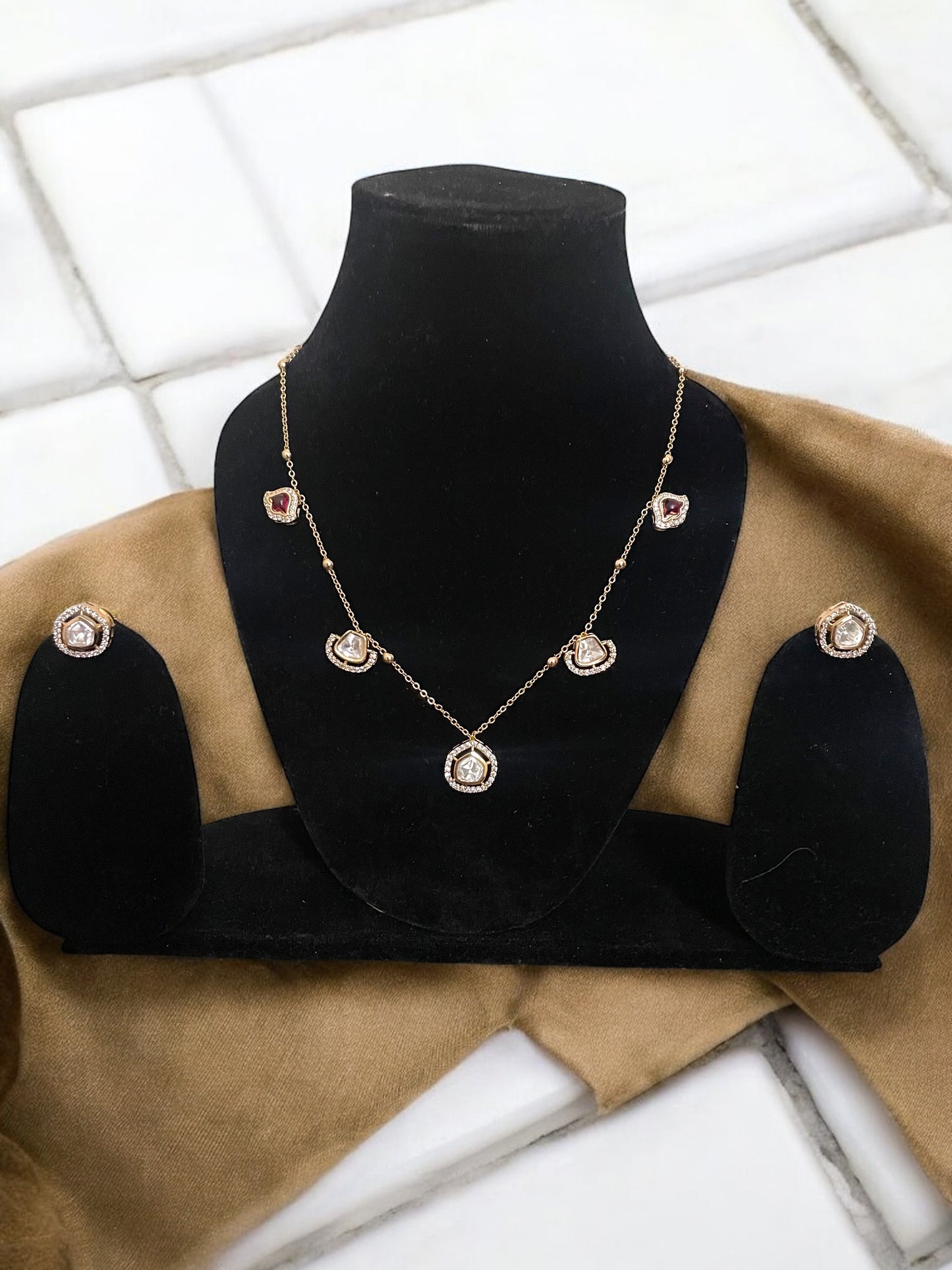 Petite Heart CZ Pendant Necklace Set