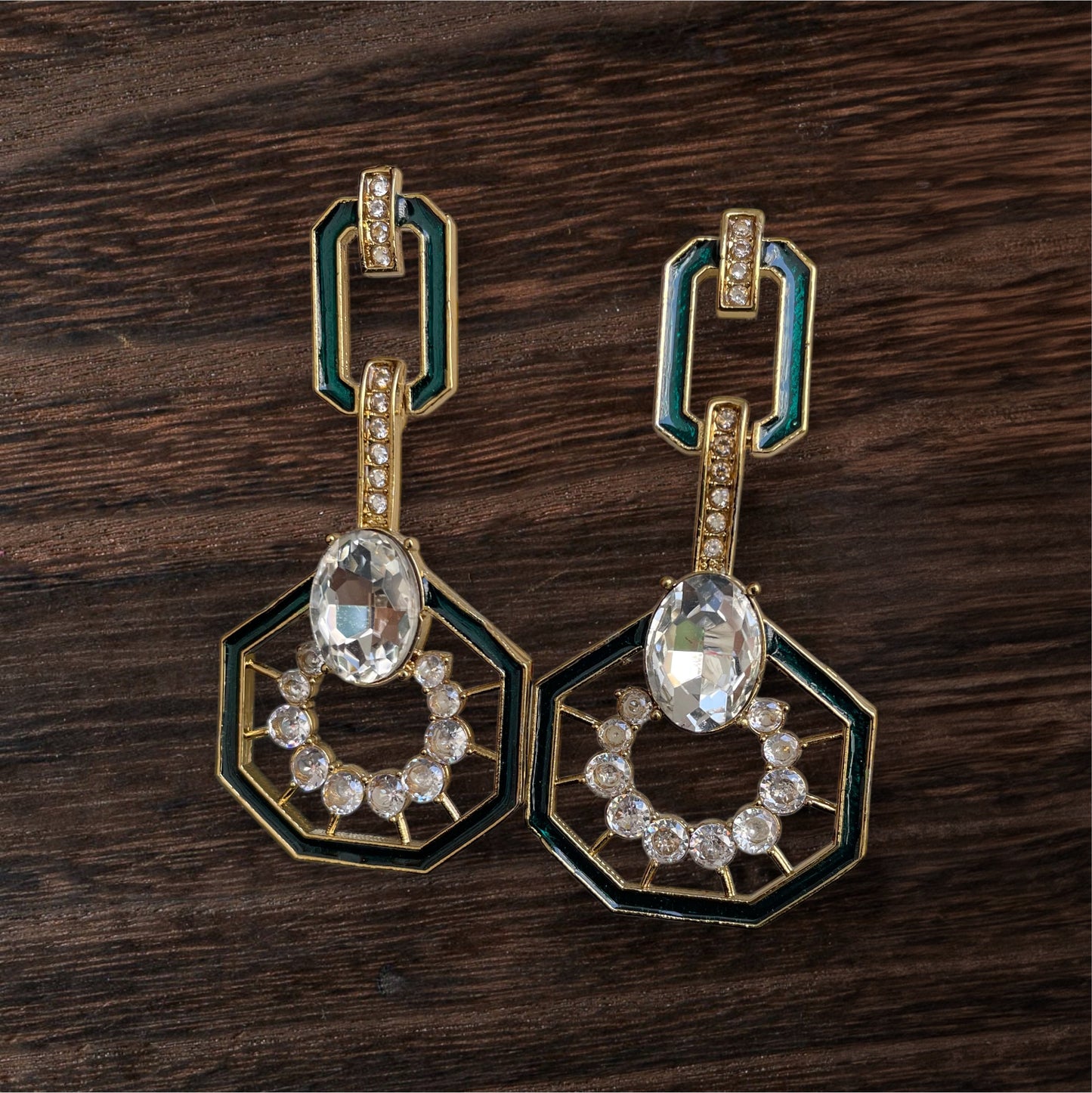 Emerald Glint Geometric Statement Earrings