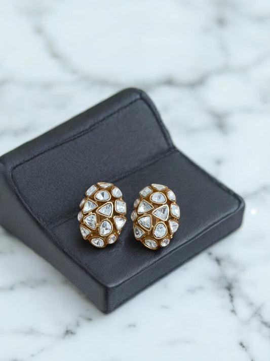 Antique Gold Kundan Dome Studs