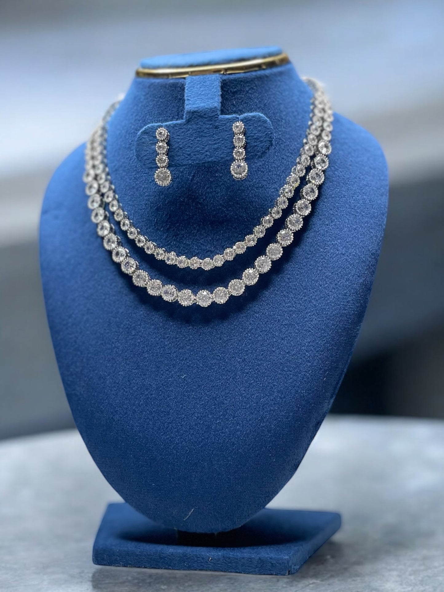 Classic Round-Cut Dual Layer Diamond Look Set