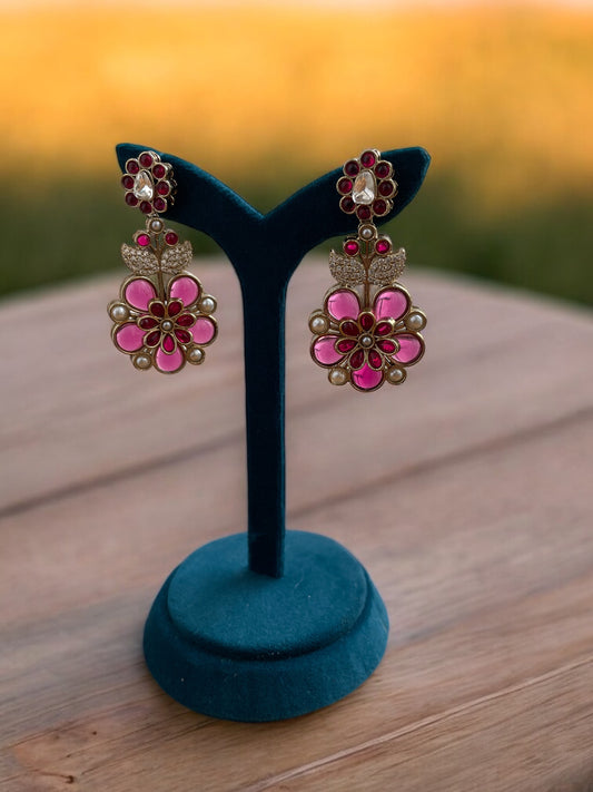 Gulbahar Pink Bloom Earrings