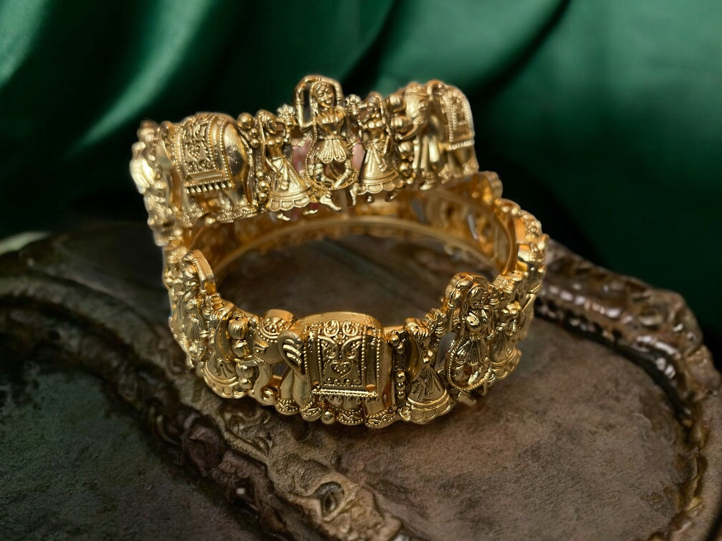 Royal Radha Krishna Antique Bangles (Set of 2)