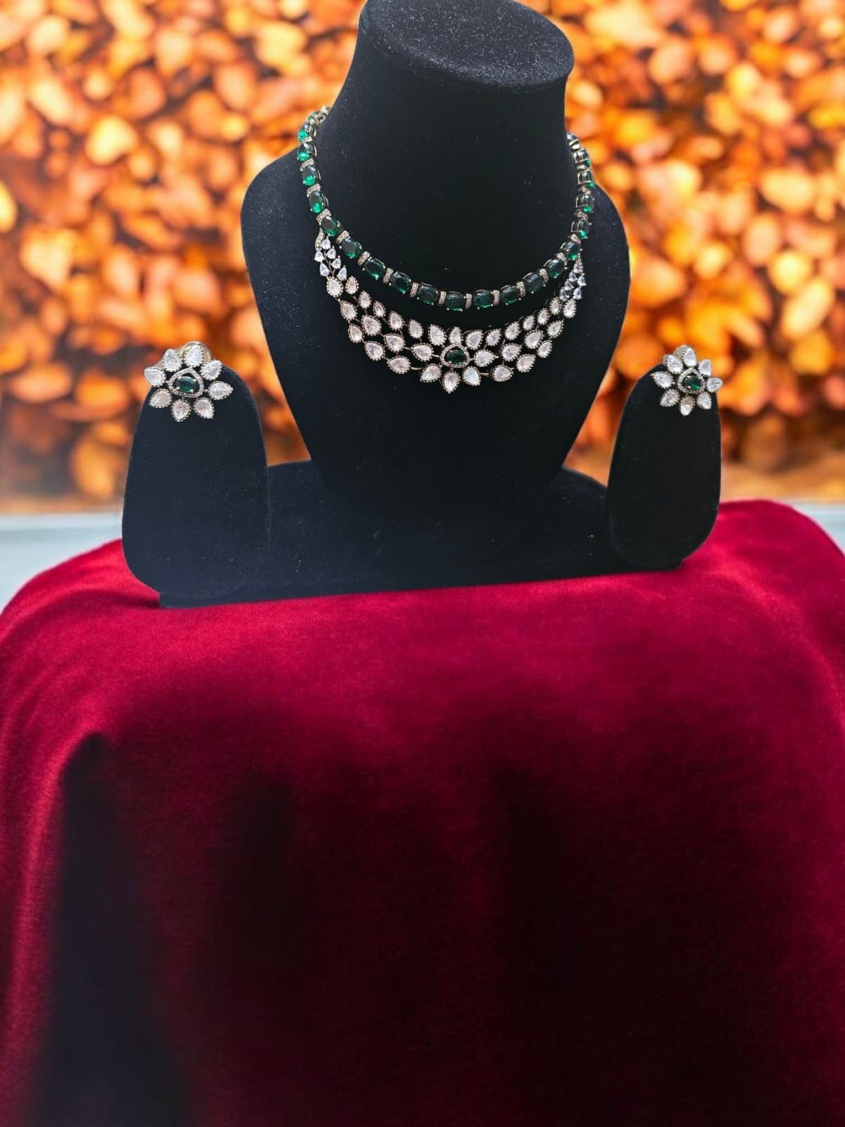 Emerald Bloom Designer Necklace Set