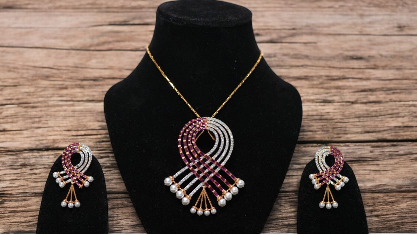 Pearl Radiance Ruby Necklace Set