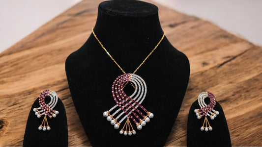 Pearl Radiance Ruby Necklace Set