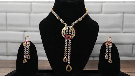 Crimson Cascade CZ Necklace Set