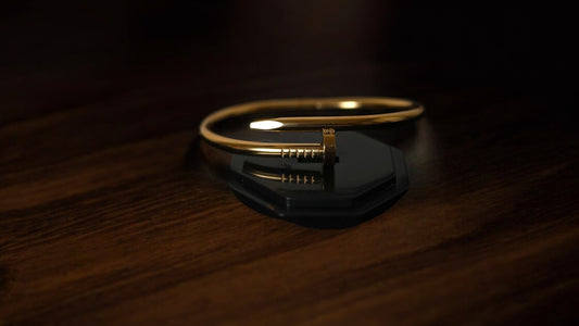 Edgy Chic Nail-Inspired Gold Bracelet