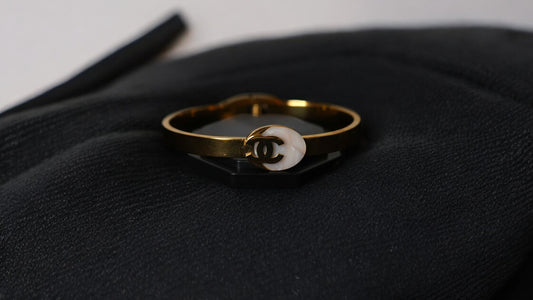 Monogram Accent White Stone Gold Bracelet