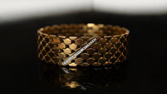 HexaMesh Gold-Toned Statement Bracelet