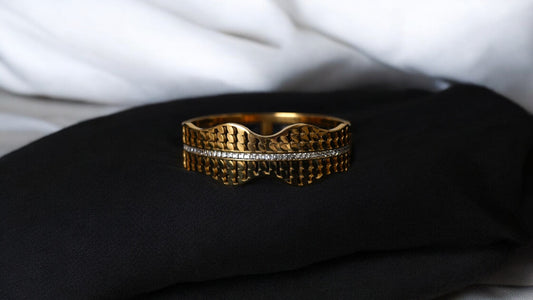 RippleMesh Gold-Toned Bracelet with Stone Line Accent