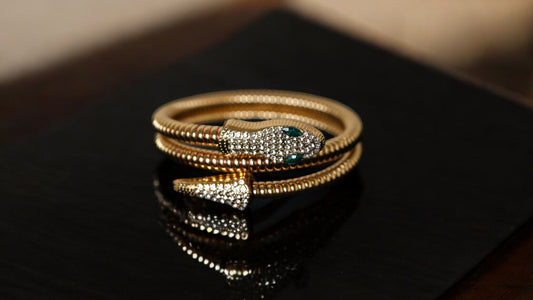 Emerald-Eyed Serpent Wrap Bracelet