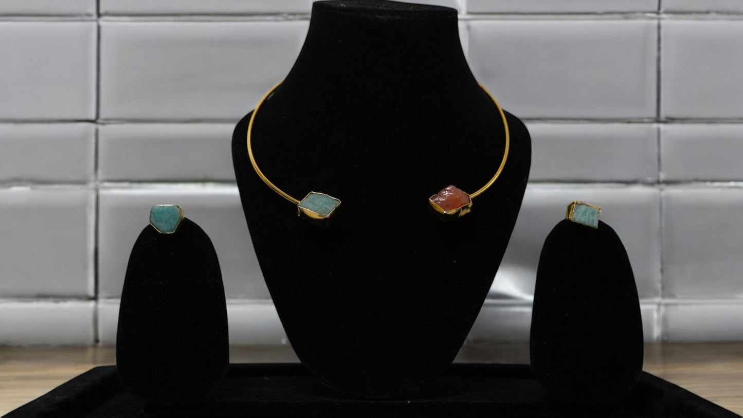 Earth & Ember Uncut Stone Jewellery Set
