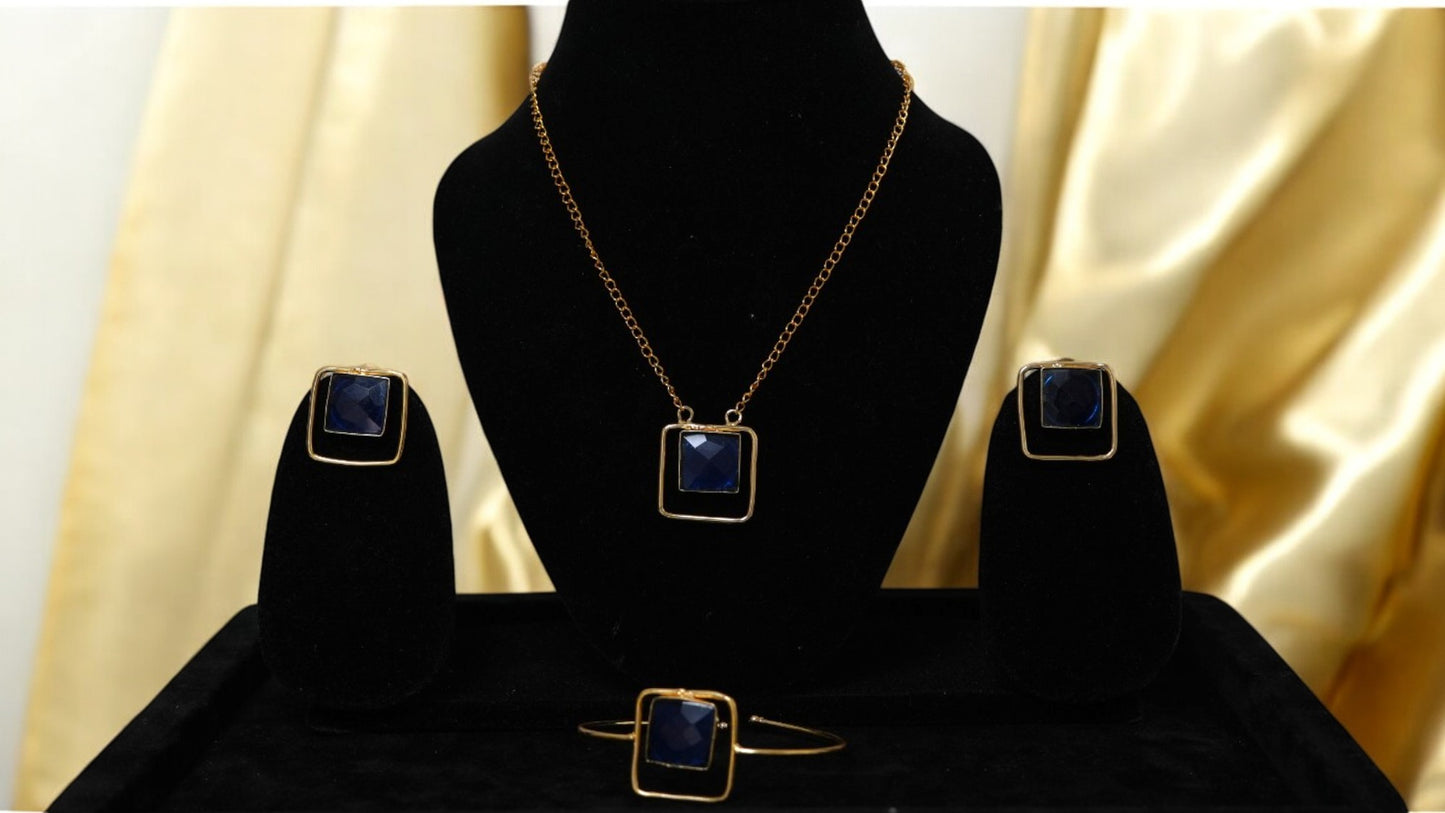 Royal Sapphire Square Jewellery Set