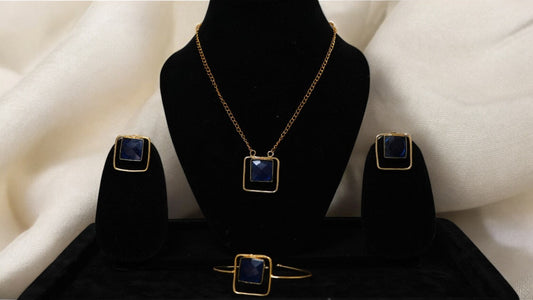 Royal Sapphire Square Jewellery Set