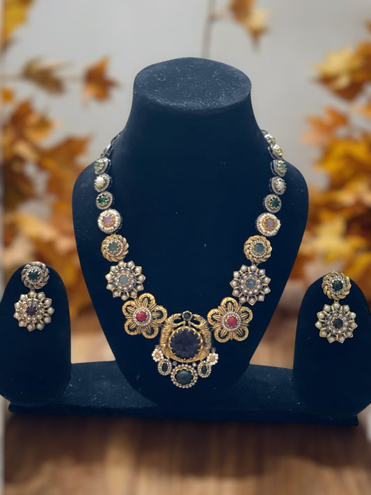 Sabyasachi-Inspired Regal Multistone Necklace Set