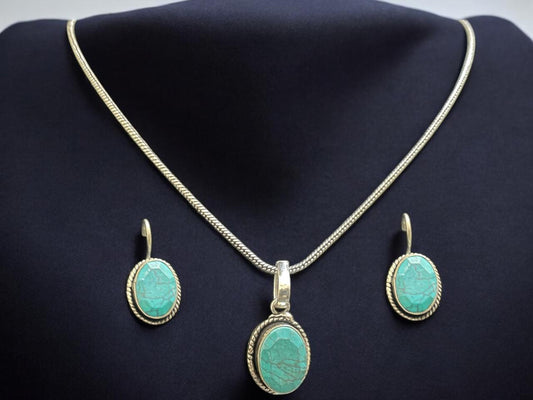 Turquoise Stone Oxidised Jewellery Set