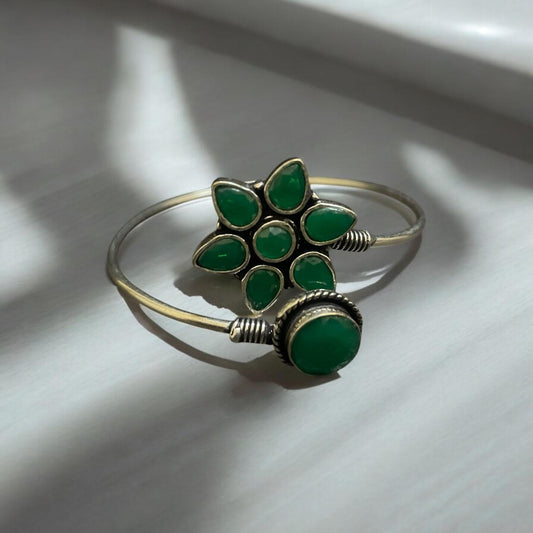 Emerald Blossom Oxidised Bracelet