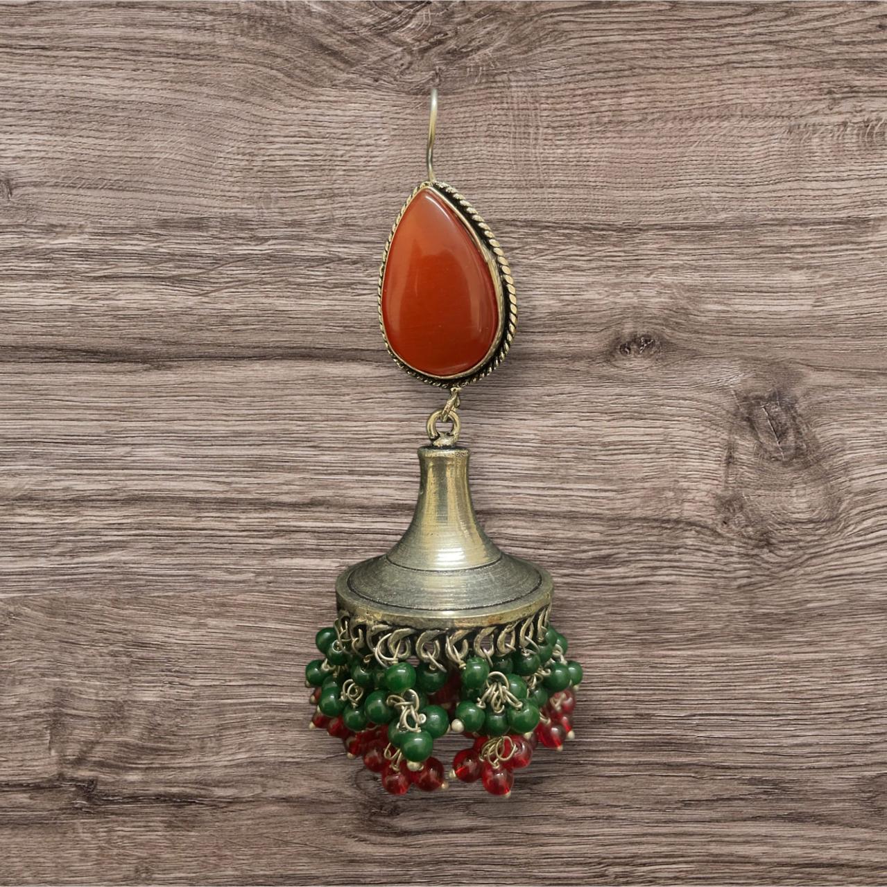 Terracotta Drop Oxidised Jhumka Earrings