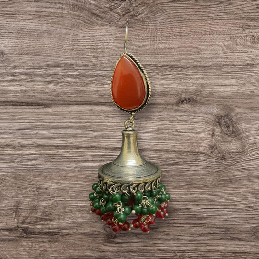 Terracotta Drop Oxidised Jhumka Earrings