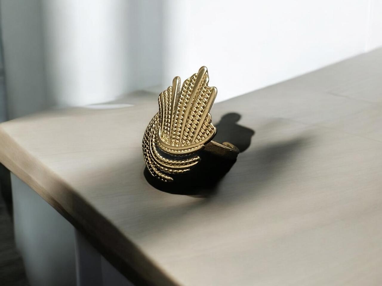 Golden Cascade Statement Ring