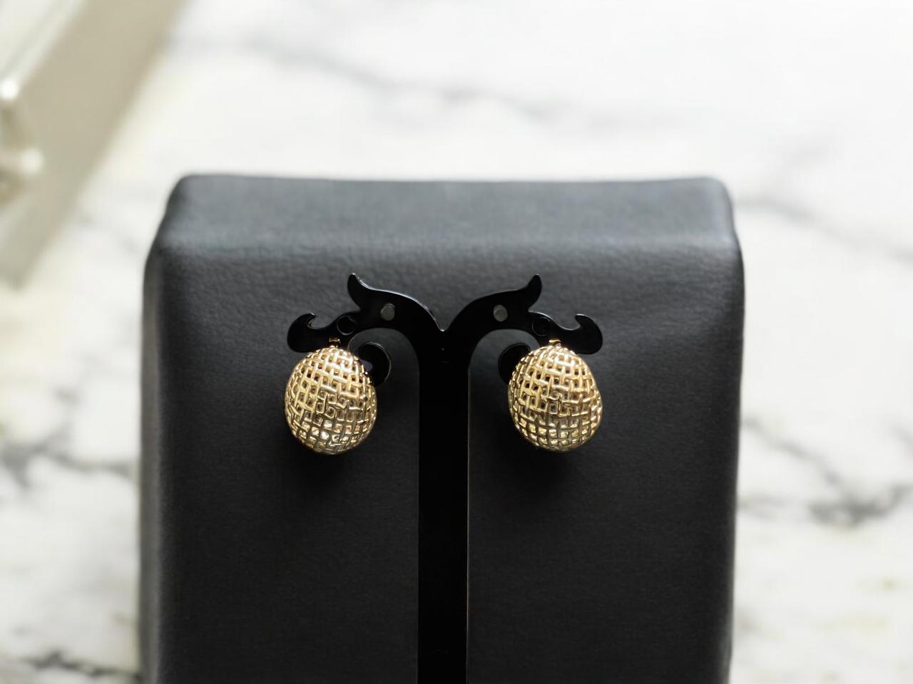 Golden Weave Dome Earrings