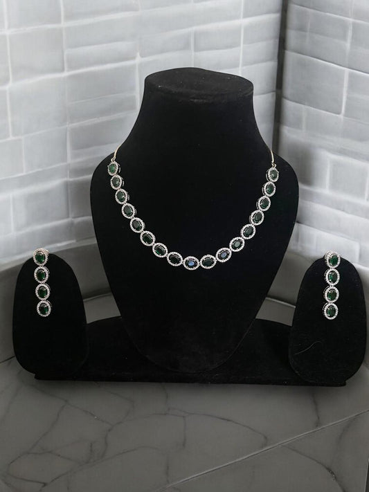 Emerald Spark CZ Necklace Set