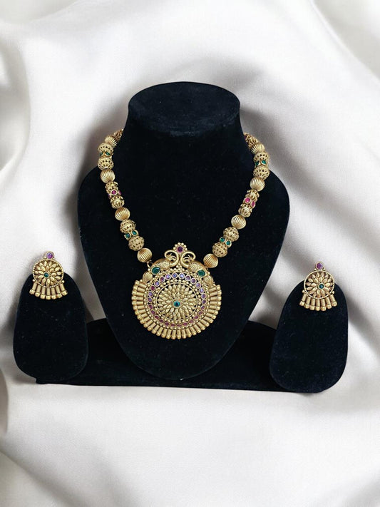 Antique Temple Medallion Necklace Set