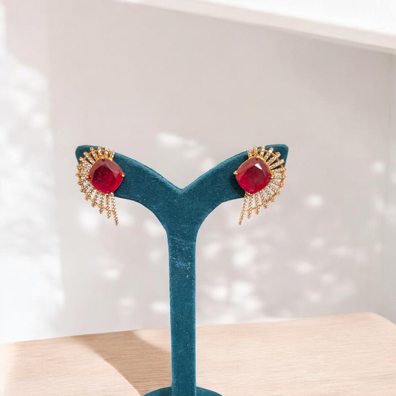 Crimson Radiance Statement Studs