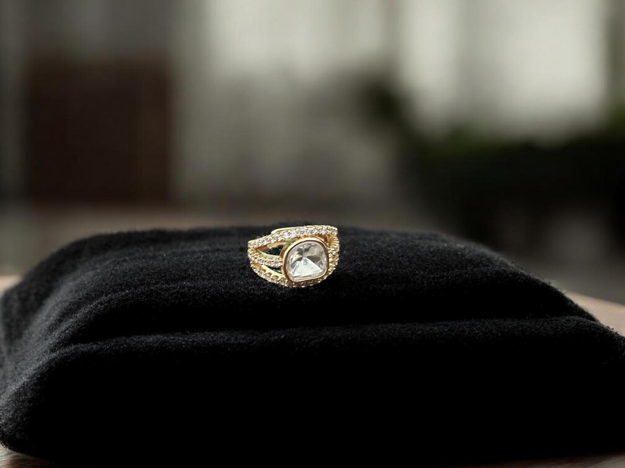 Bold Solitaire-Style Statement Ring