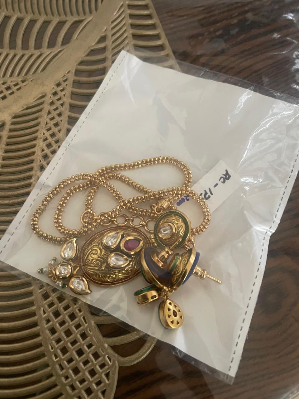Regal Enamel & Stone-Studded Medallion Necklace Set