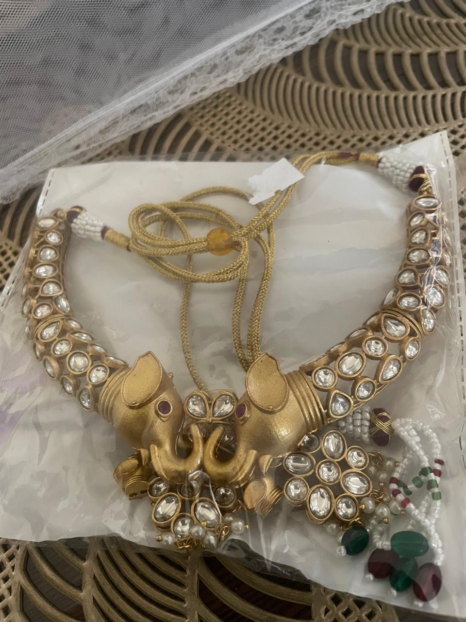 Royal Elephant Motif Kundan Necklace