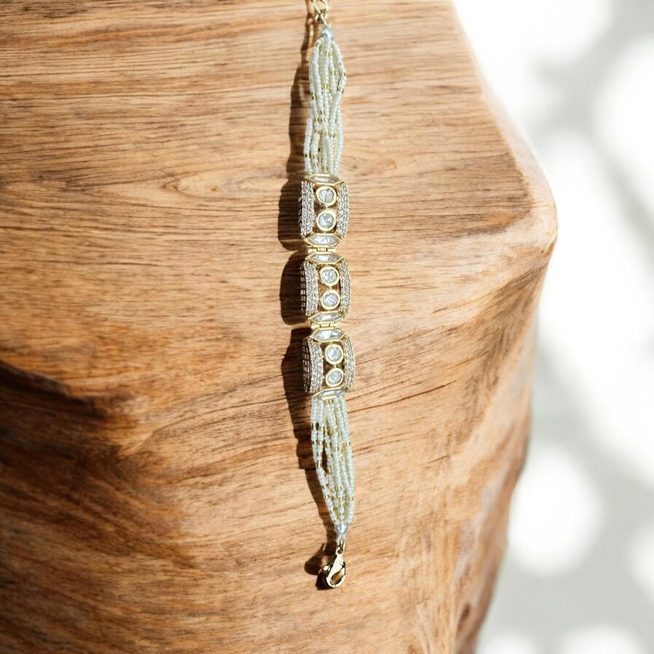 Multi-Strand Beaded Bracelet with Stone-Set Barrels
