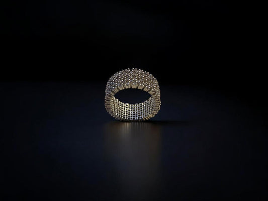 Full-Stone Mesh Silver Band Ring
