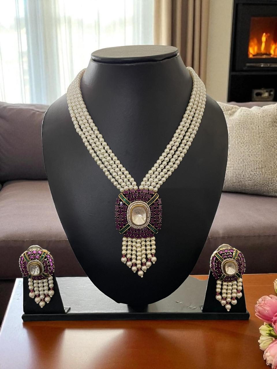 Maharani Pearl Kundan Necklace Set