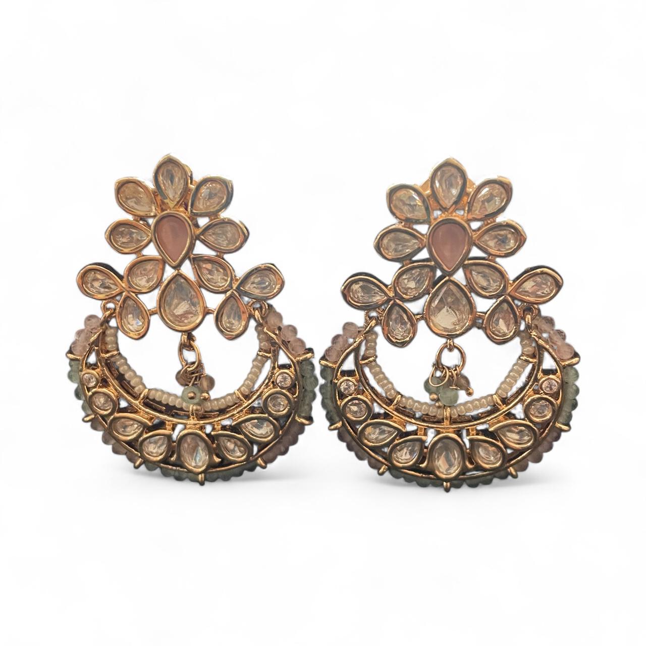 Floral Kundan Chandbali Earrings