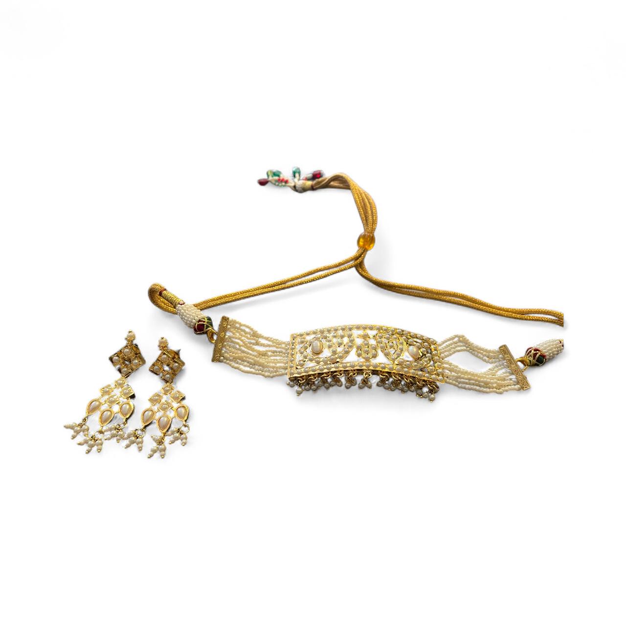 Royal Pearl & Kundan Choker with Matching Earrings