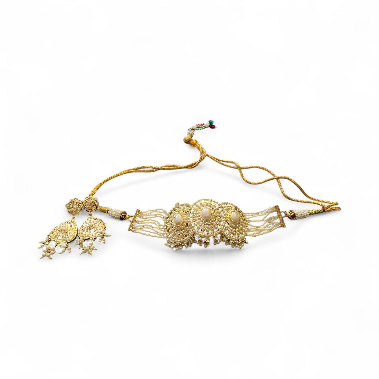 Regal Pearl Dome Choker with Jhumka Earrings