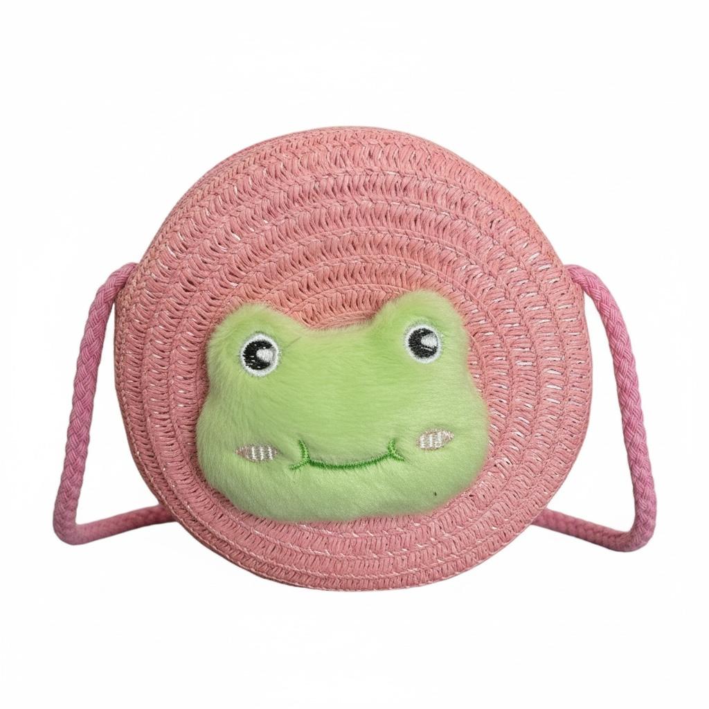 Cute Frog Face Round Sling Bag for Kids