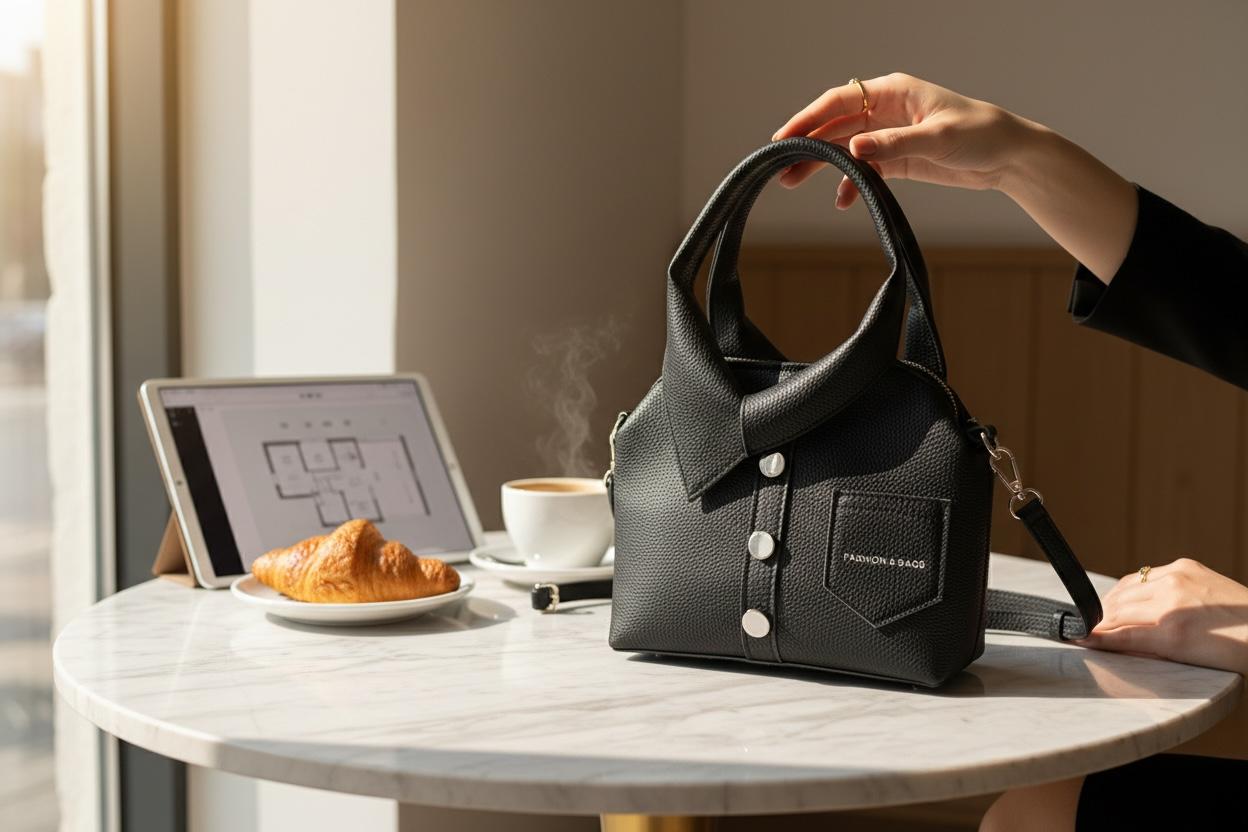 Classic Black Structured Handbag with Detachable Sling