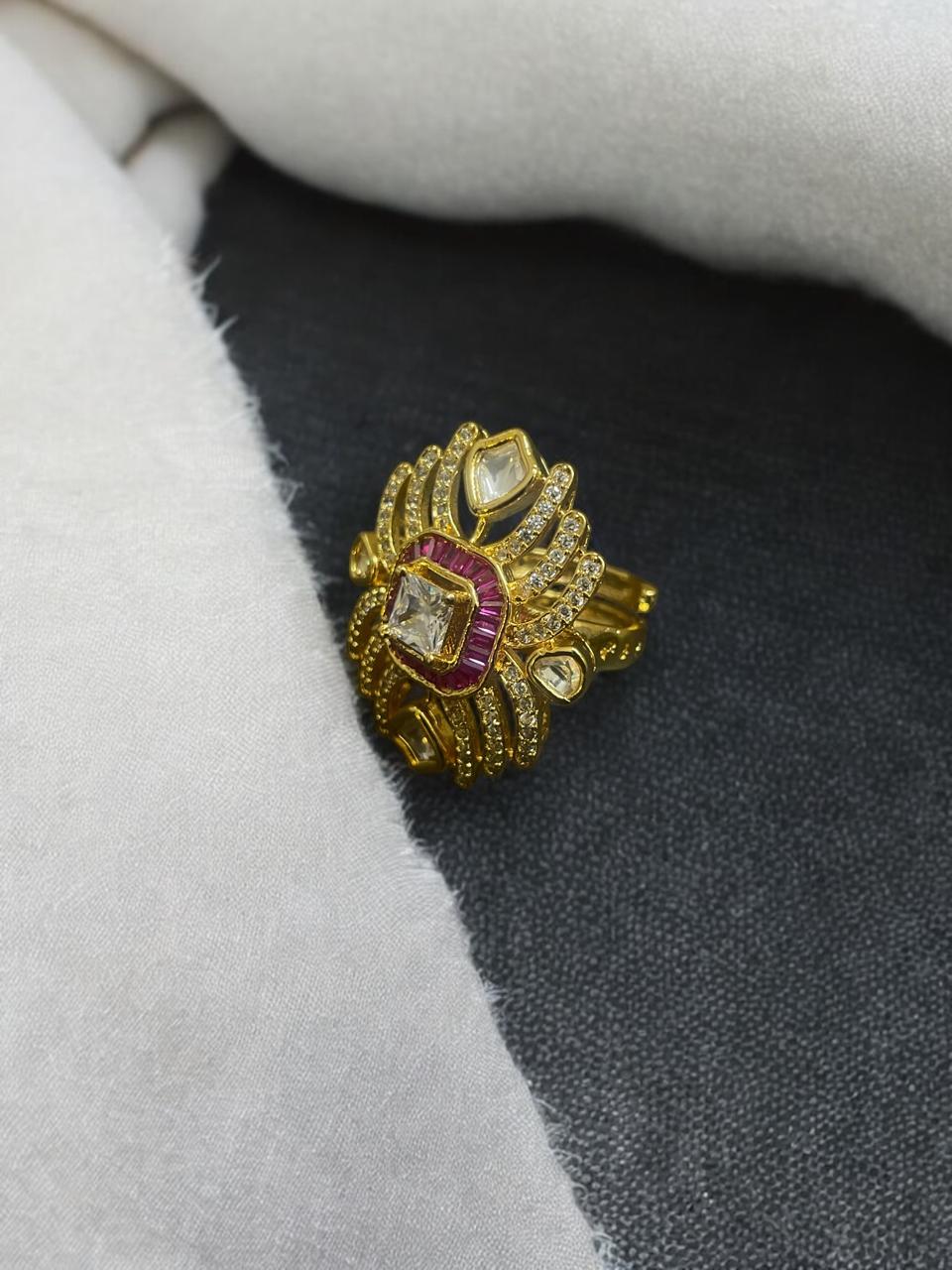 Rudra Regal Kundan Ring