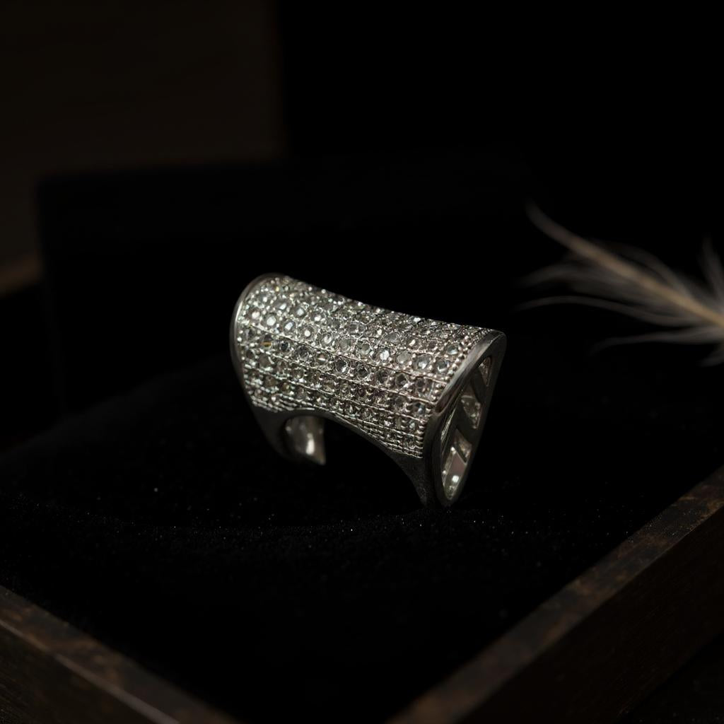 Silver-Plated Statement Curve Ring