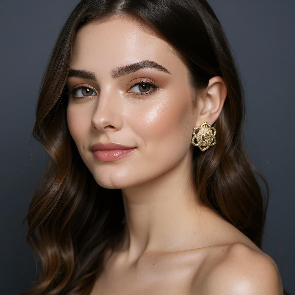 Floral Meenakari Statement Studs