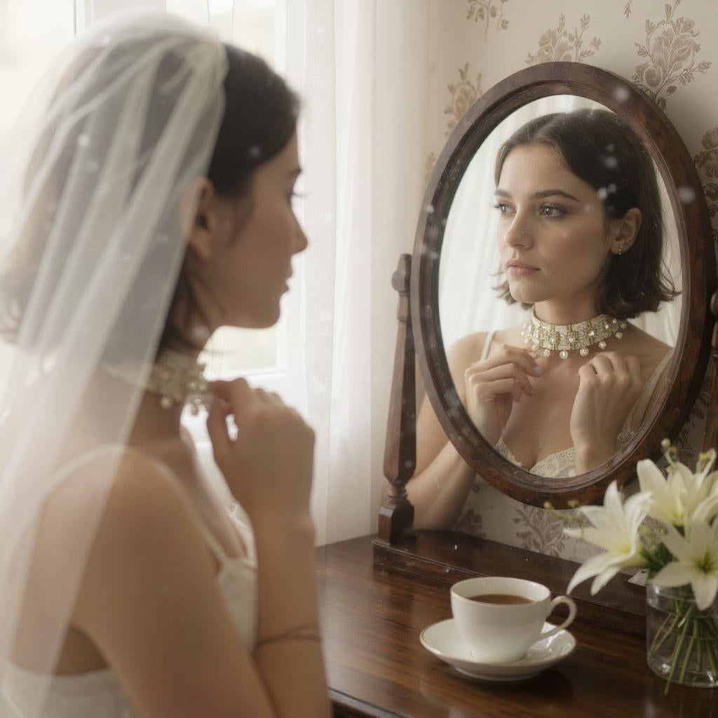 Pearl Grid Mirror Choker Set