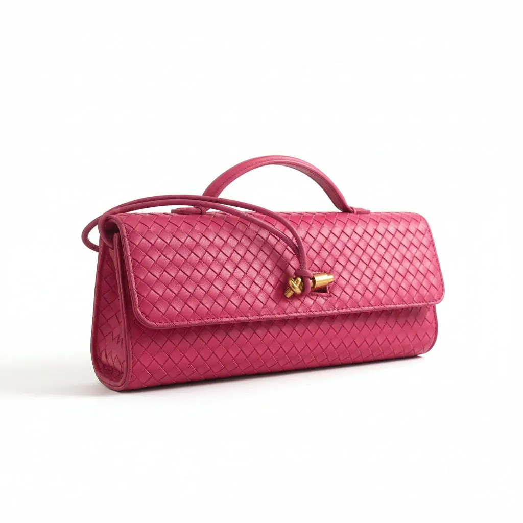 Designer-Inspired Woven Top-Handle Clutch Bag
