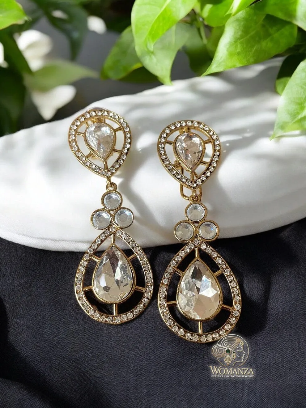Elegant Crystal Drop Statement Earrings with Double Teardrop Design