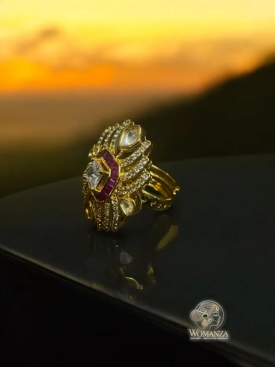 Rudra Regal Kundan Ring